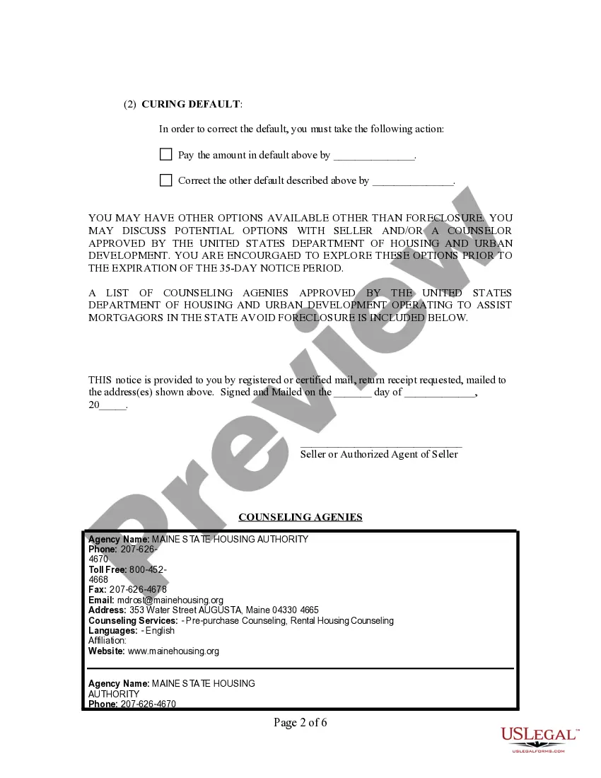 Preview General Notice of Default for Contract for Deed