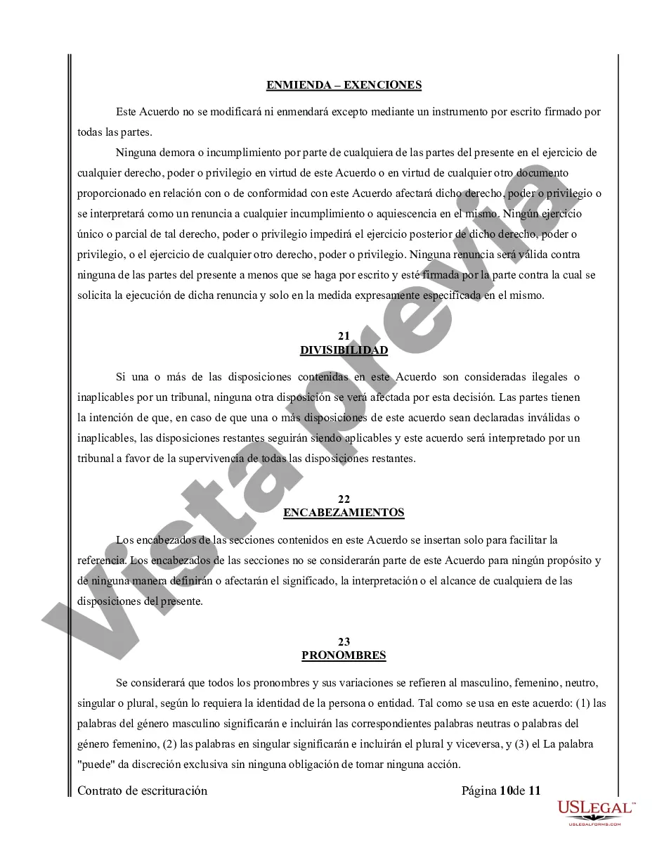 Preview Acuerdo o Contrato de Escritura de Venta y Compra de Bienes Raíces a/k/a Terreno o Contrato de Ejecución