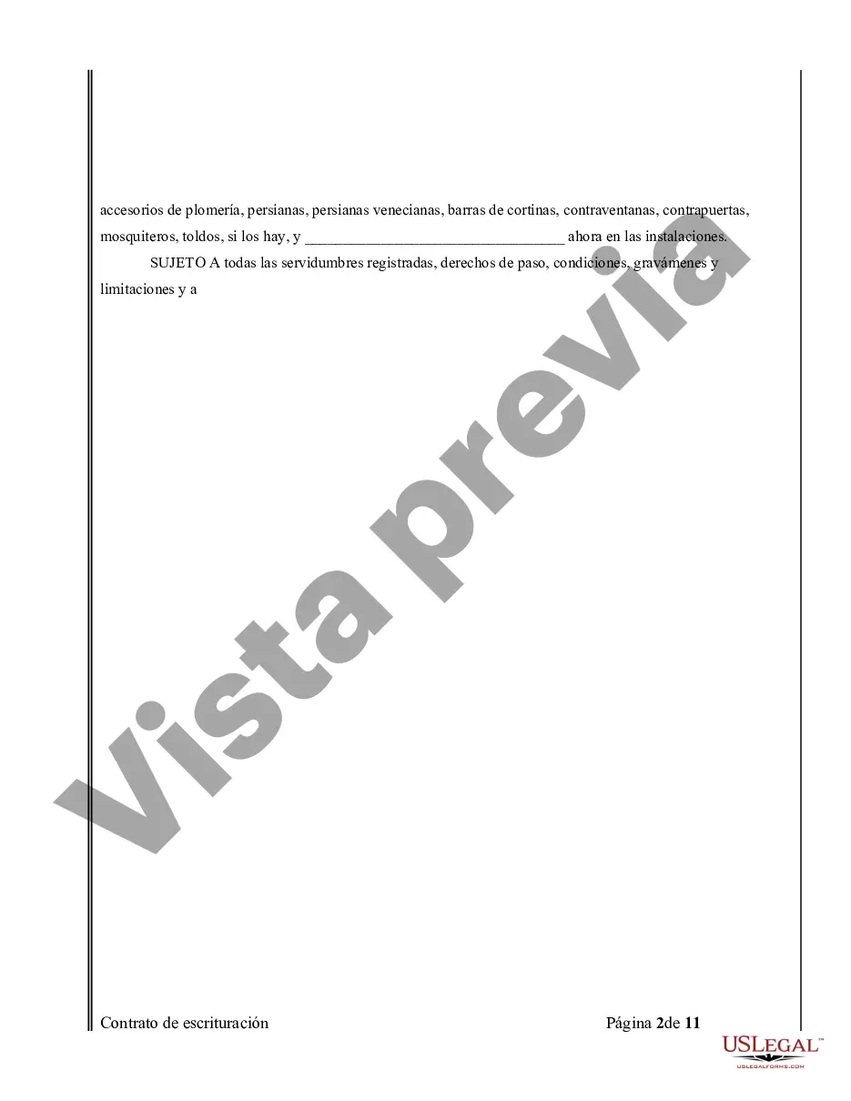 Preview Acuerdo o Contrato de Escritura de Venta y Compra de Bienes Raíces a/k/a Terreno o Contrato de Ejecución