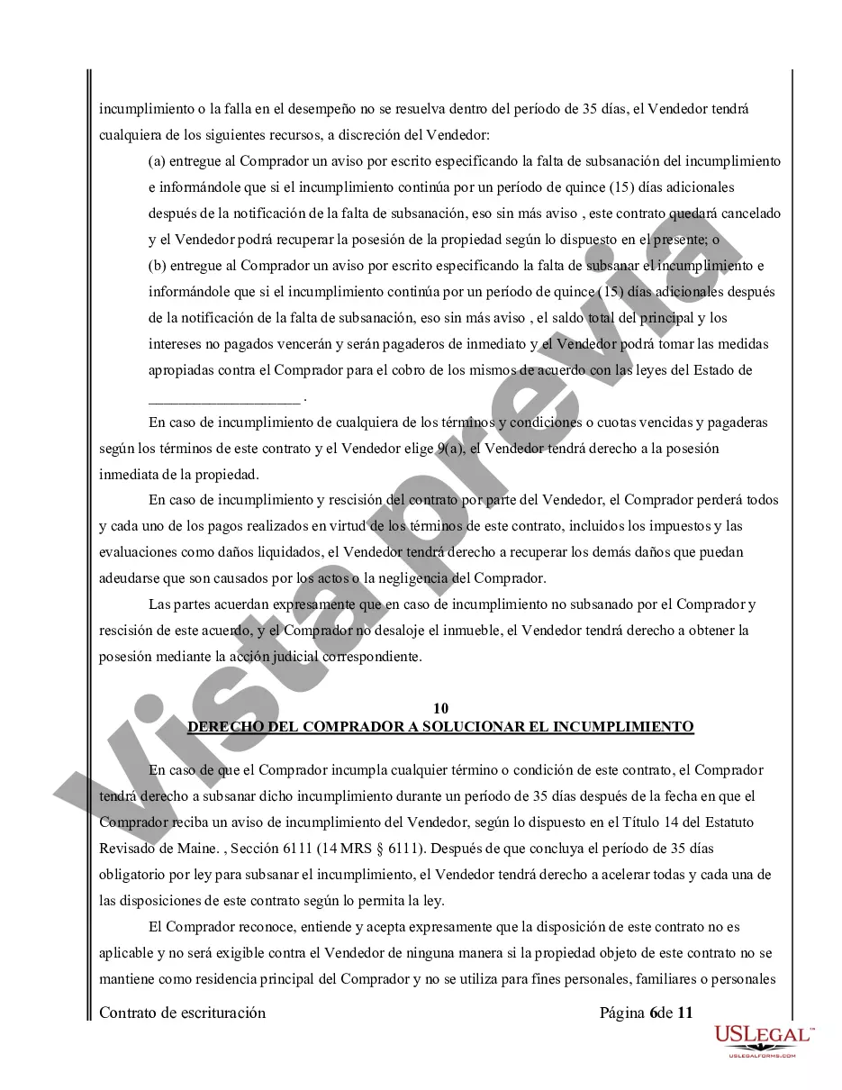 Preview Acuerdo o Contrato de Escritura de Venta y Compra de Bienes Raíces a/k/a Terreno o Contrato de Ejecución