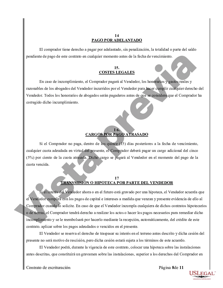 Preview Acuerdo o Contrato de Escritura de Venta y Compra de Bienes Raíces a/k/a Terreno o Contrato de Ejecución