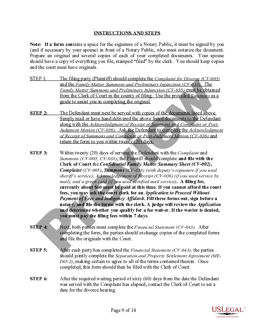 Preview Maine No-Fault Agreed Uncontested Divorce Package for Dissolution of Marriage for Persons with No Children with or without Property and Debts