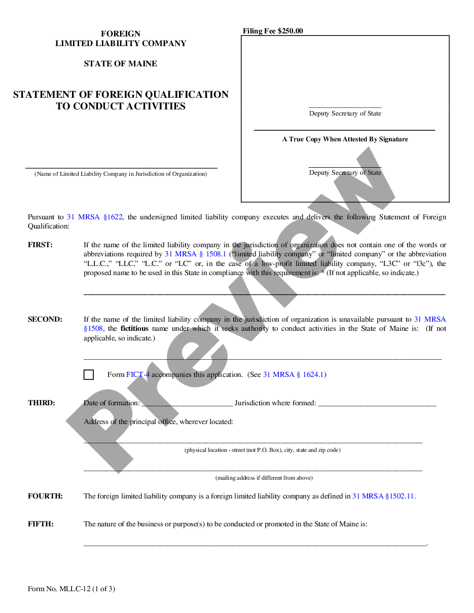 page 3 Maine Registration of Foreign Corporation preview