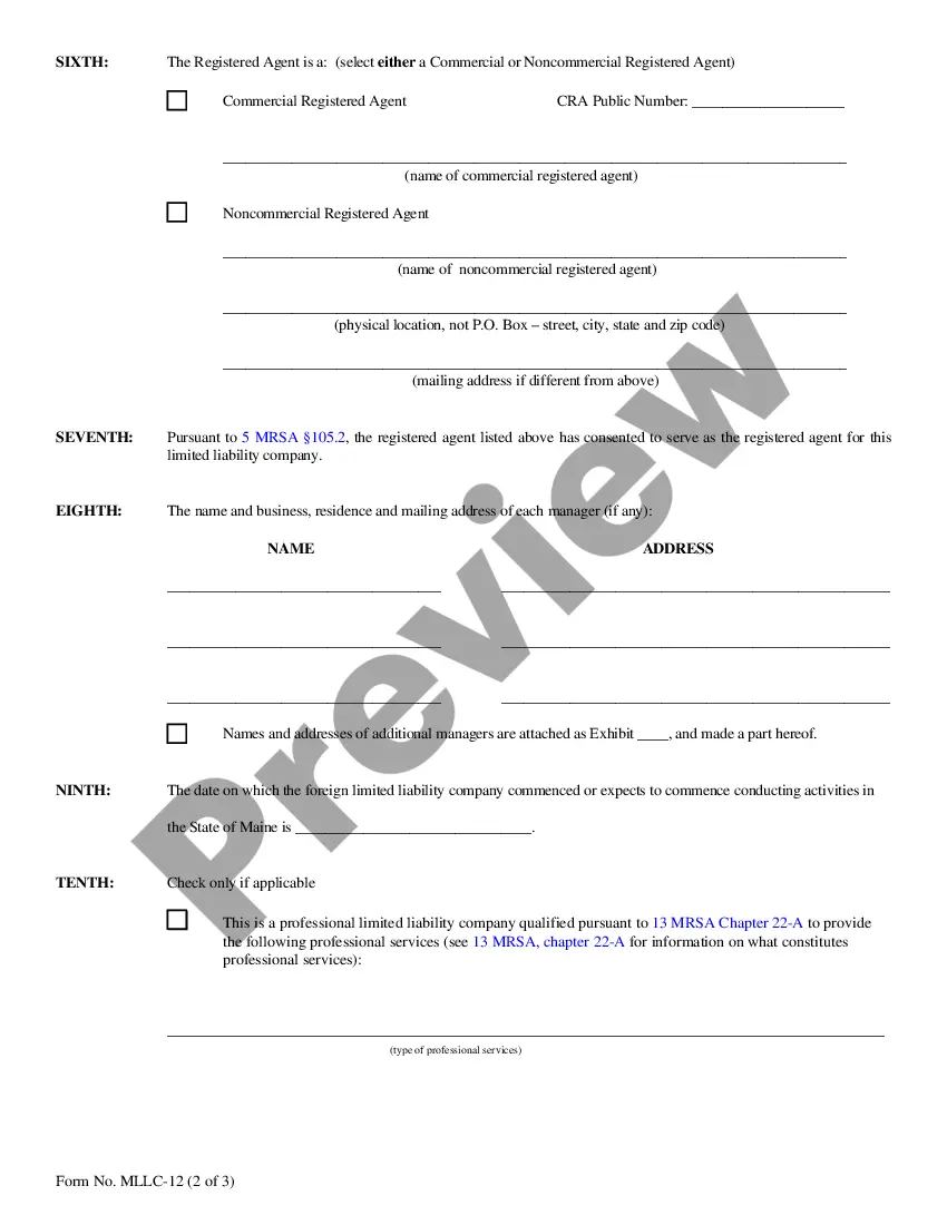 Preview Maine Registration of Foreign Corporation