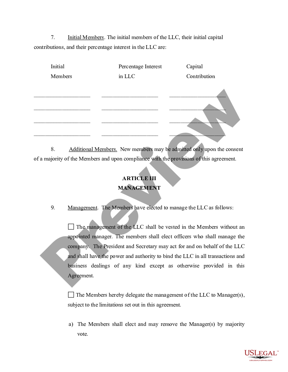 page 3 Limited Liability Company LLC Operating Agreement preview