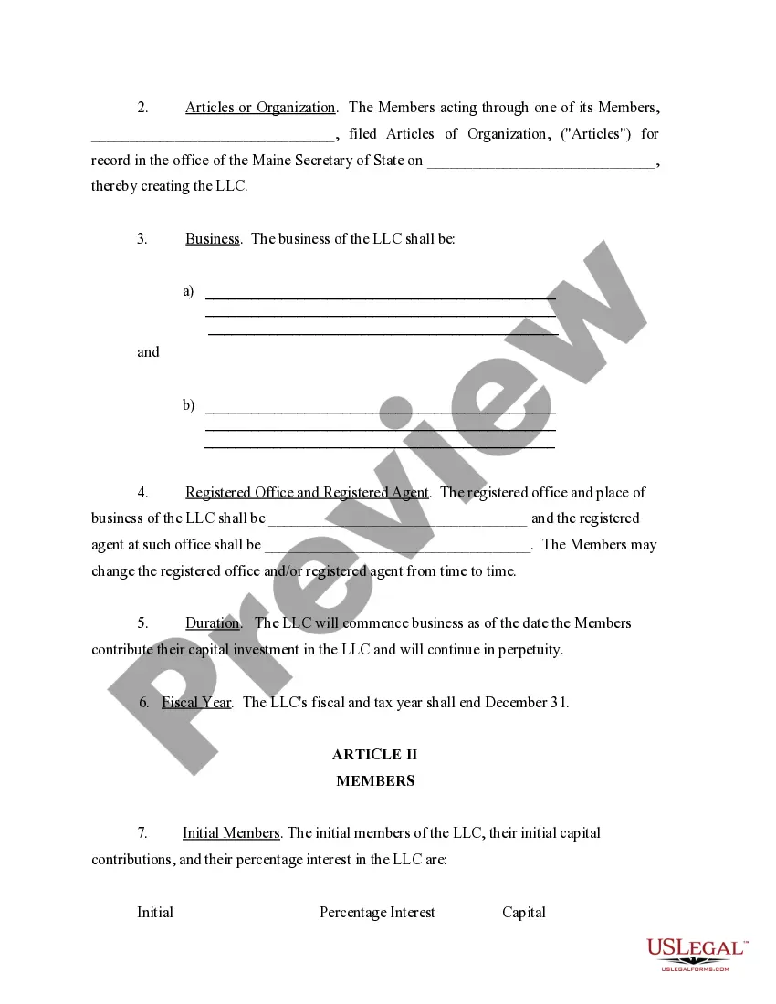Preview Limited Liability Company LLC Operating Agreement