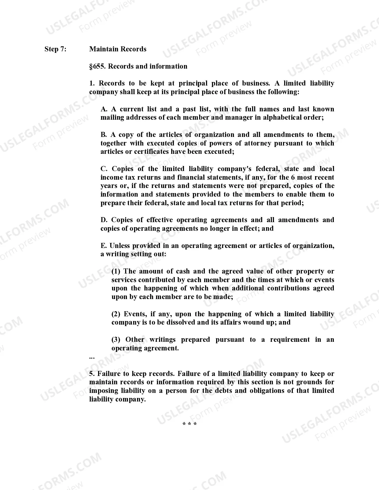 Preview Maine Professional Limited Liability Company PLLC Formation Package