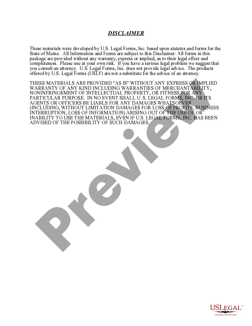 Preview Maine Renunciation and Disclaimer of Property from Will by Testate