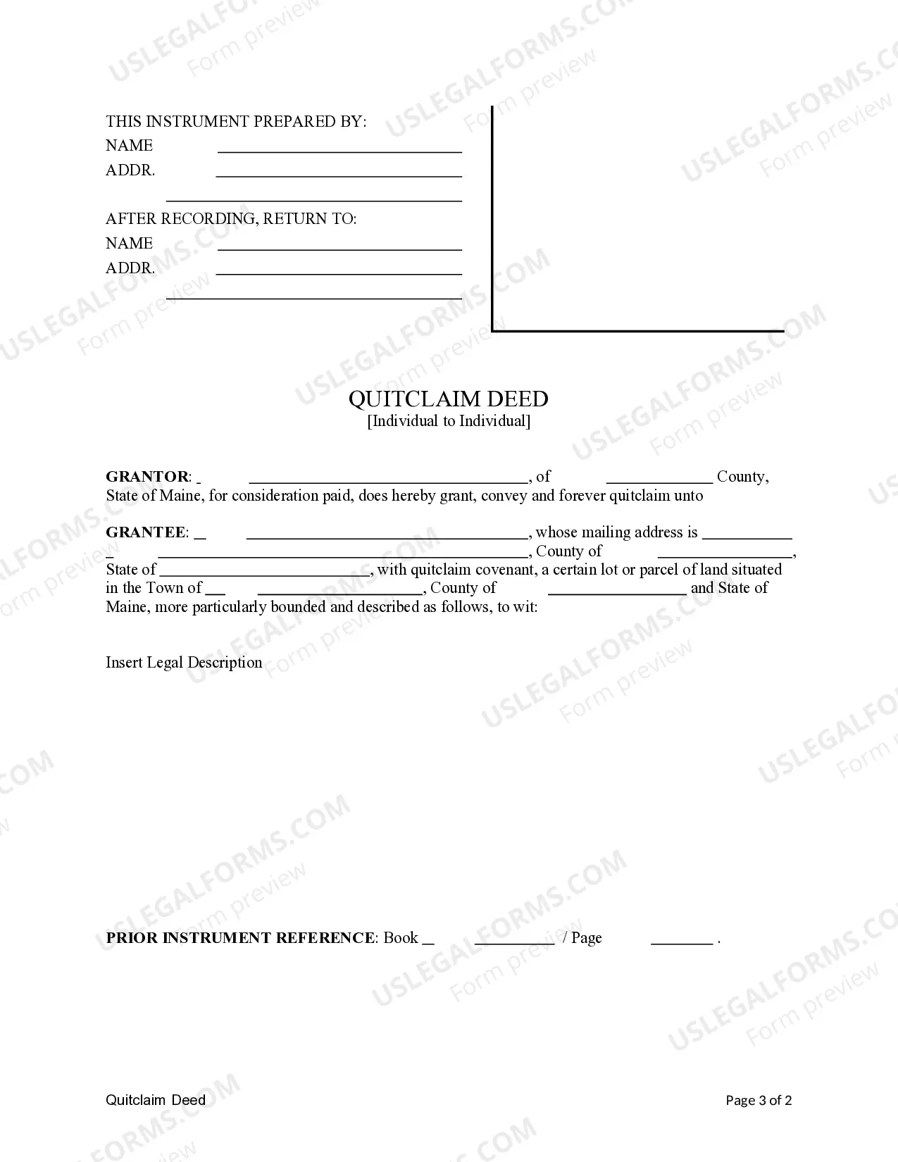 Preview Quitclaim Deed from Individual to Individual