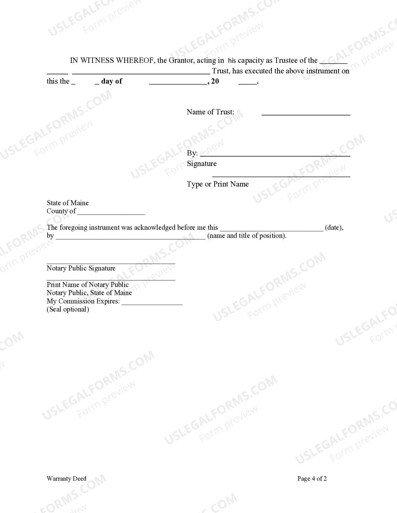 Preview Warranty Deed from a Trust to an Individual