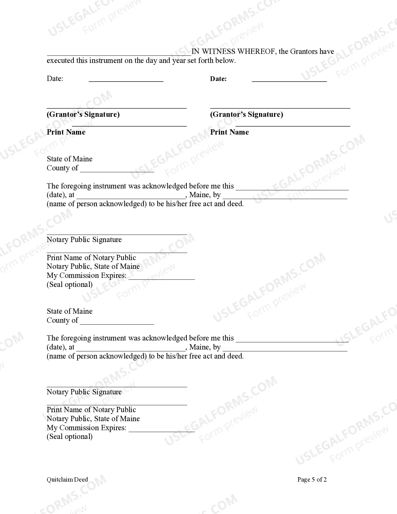 Preview Quitclaim Deed from Husband and Wife, or Two Individuals to Husband and Wife, or Two Individuals.