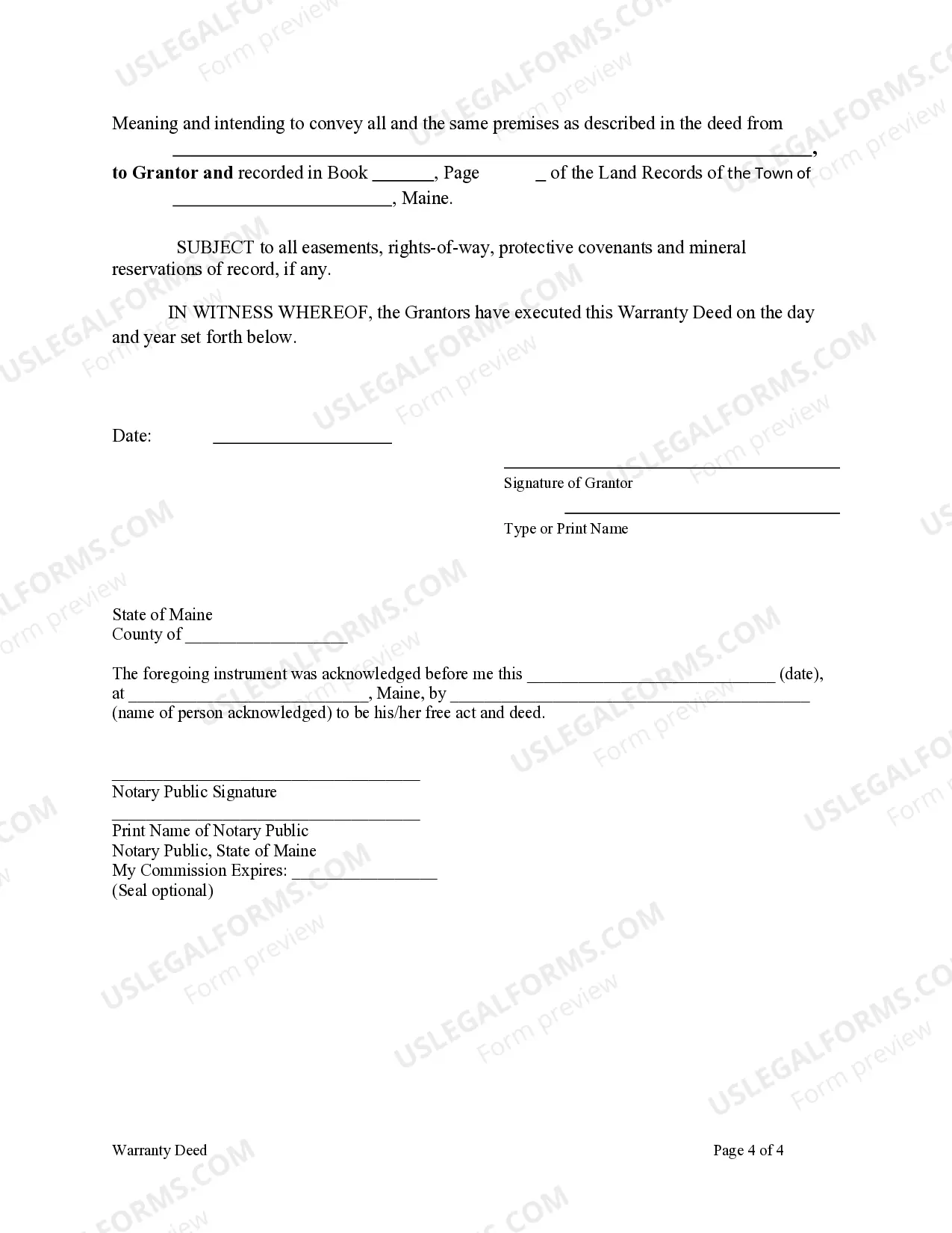 Preview Warranty Deed from Five Individuals to an Individual