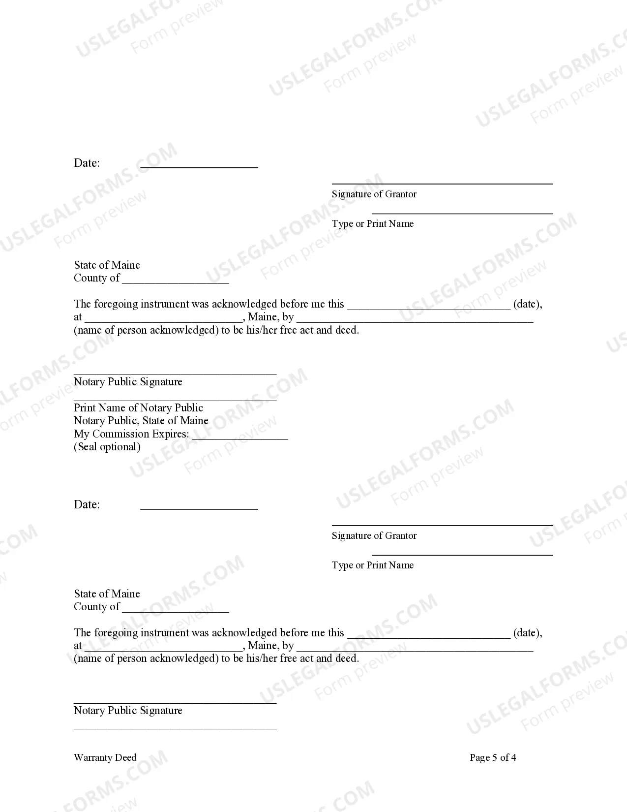 Preview Warranty Deed from Five Individuals to an Individual