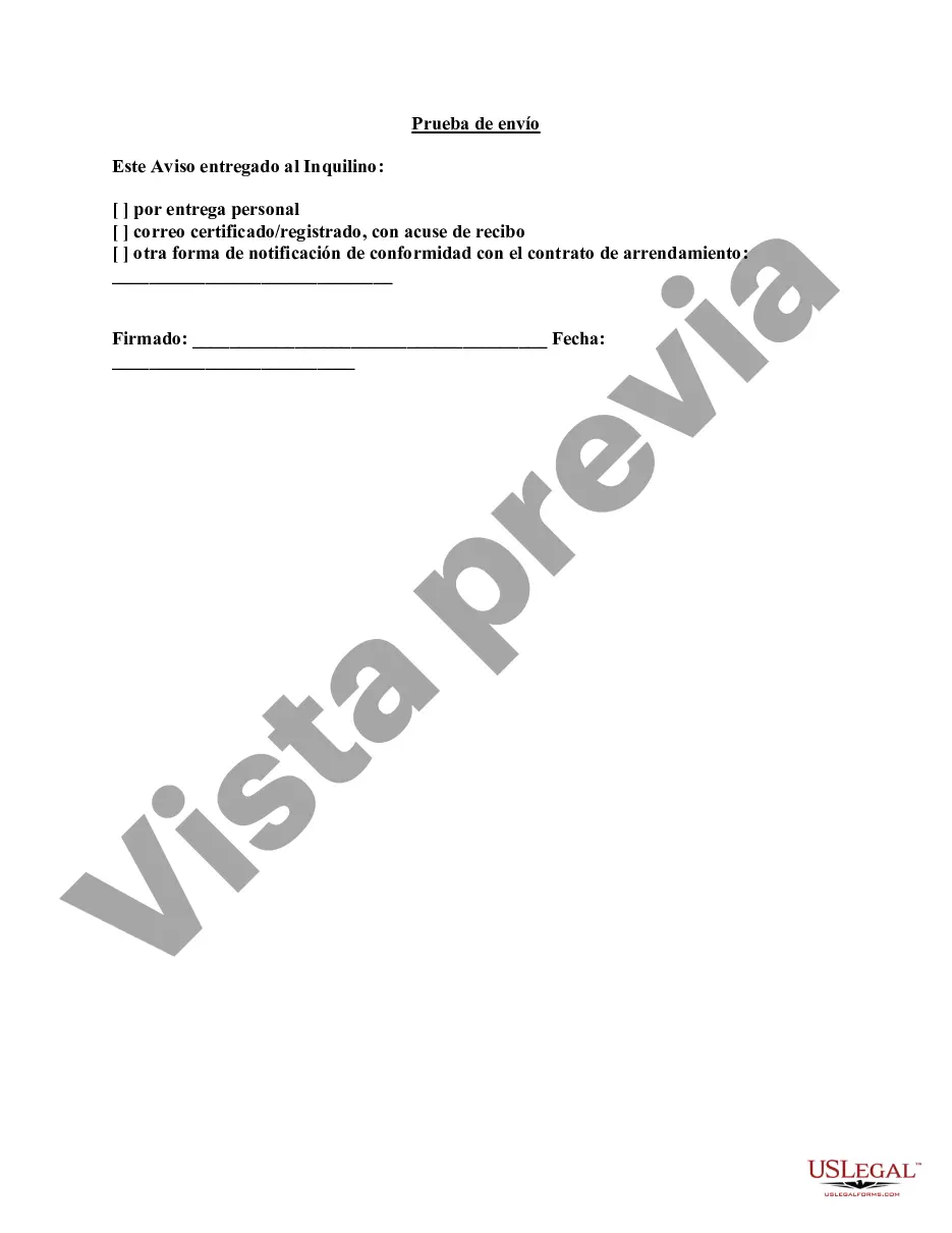 Preview Carta del Propietario al Inquilino sobre el momento de la intención de ingresar a las instalaciones