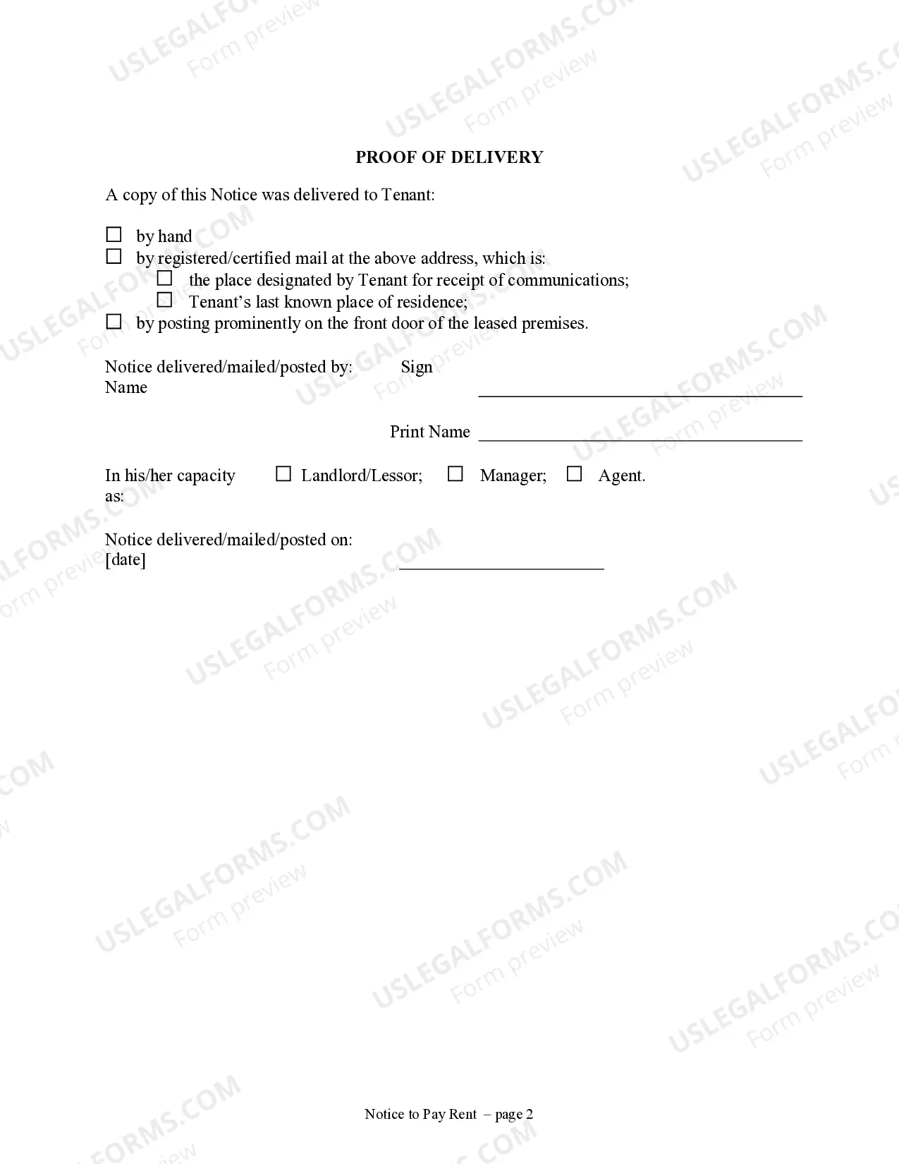 Preview 7 Day to Pay Rent or Lease Terminates - Nonresidential or Commercial