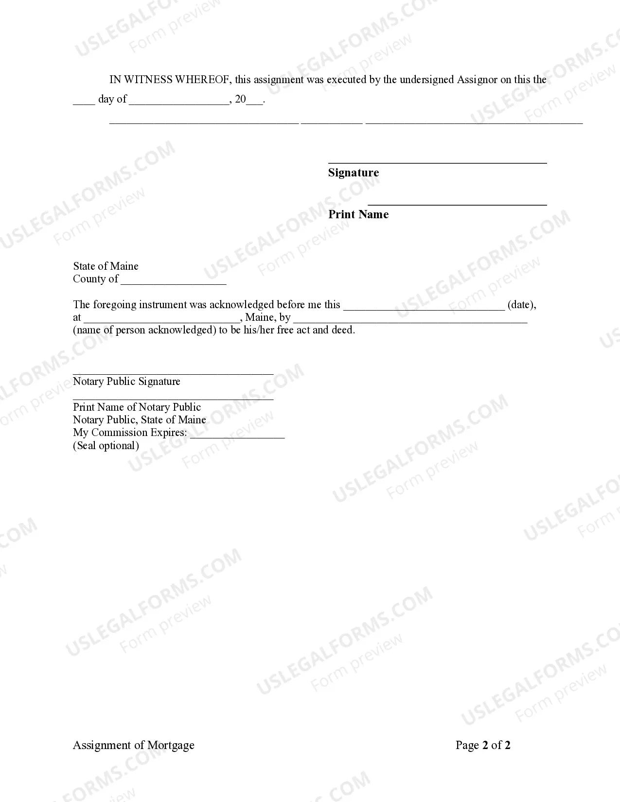 Preview Assignment of Mortgage by Individual Mortgage Holder