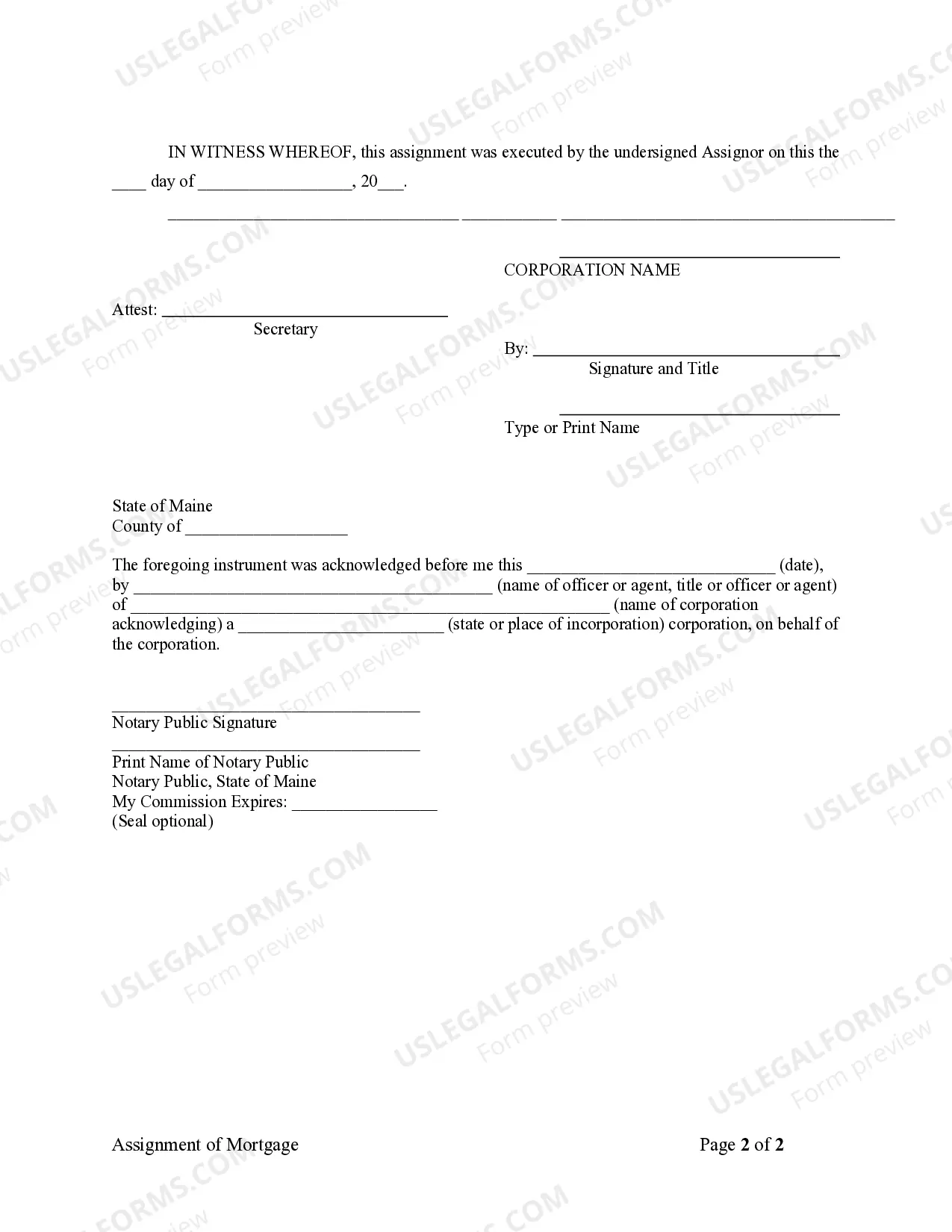 Preview Assignment of Mortgage by Corporate Mortgage Holder