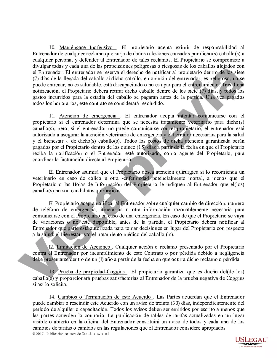 Preview Contrato de Entrenamiento - Caballo Equino Formas