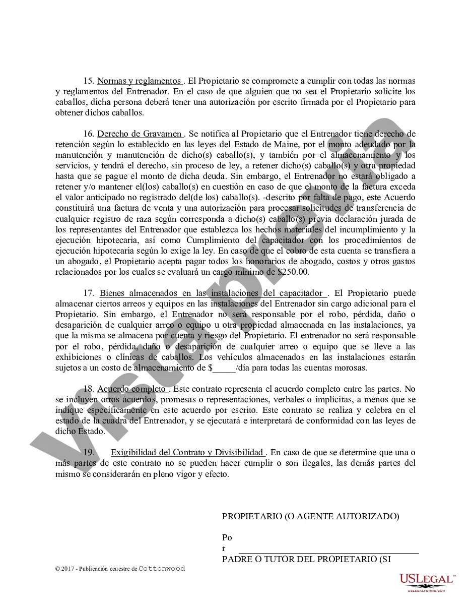 Preview Contrato de Entrenamiento - Caballo Equino Formas