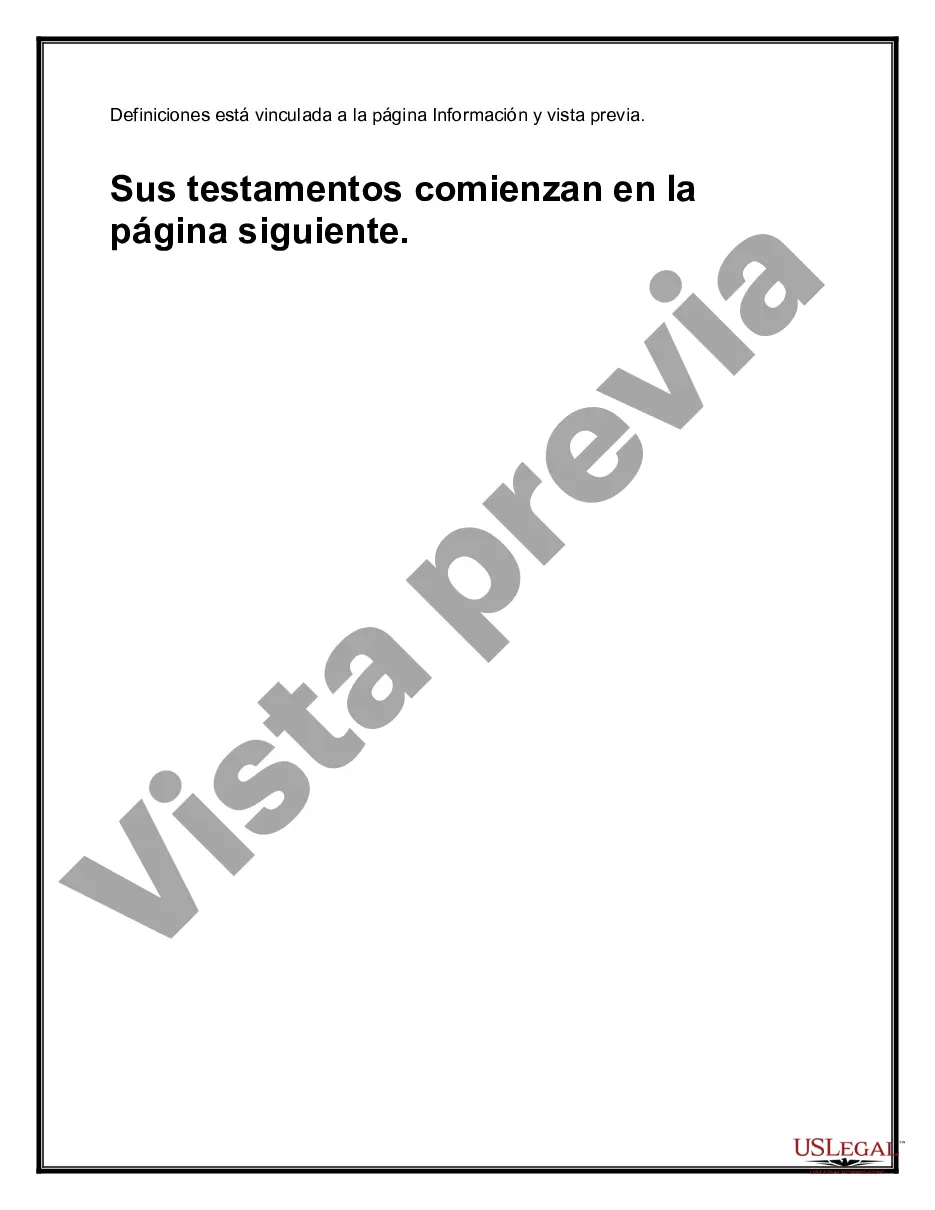Preview Testamentos mutuos que contienen última voluntad y testamentos para personas solteras que viven juntas sin hijos