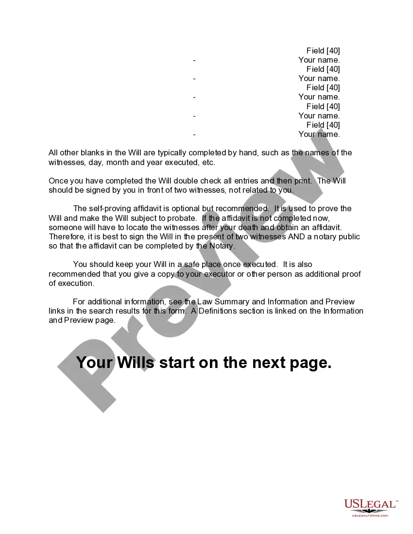Preview Mutual Wills Package of Last Wills and Testaments for Man and Woman living together not Married with Adult Children