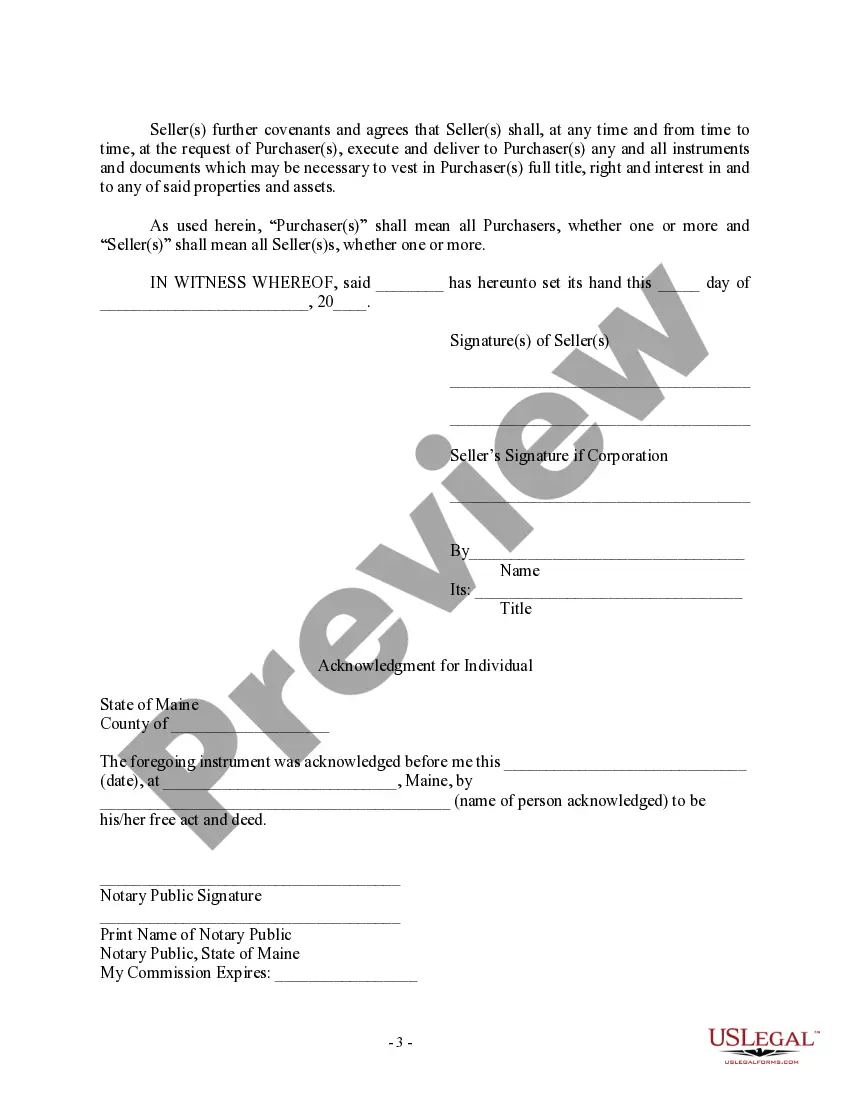 Preview Bill of Sale in Connection with Sale of Business by Individual or Corporate Seller