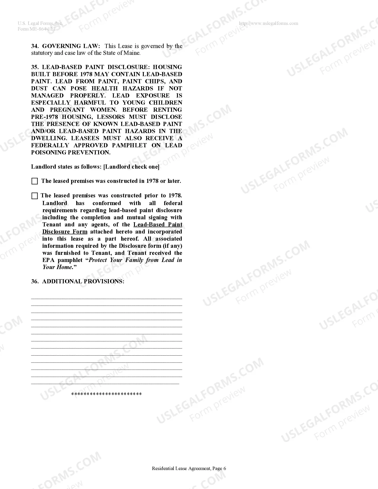 Preview Residential Lease or Rental Agreement for Month to Month