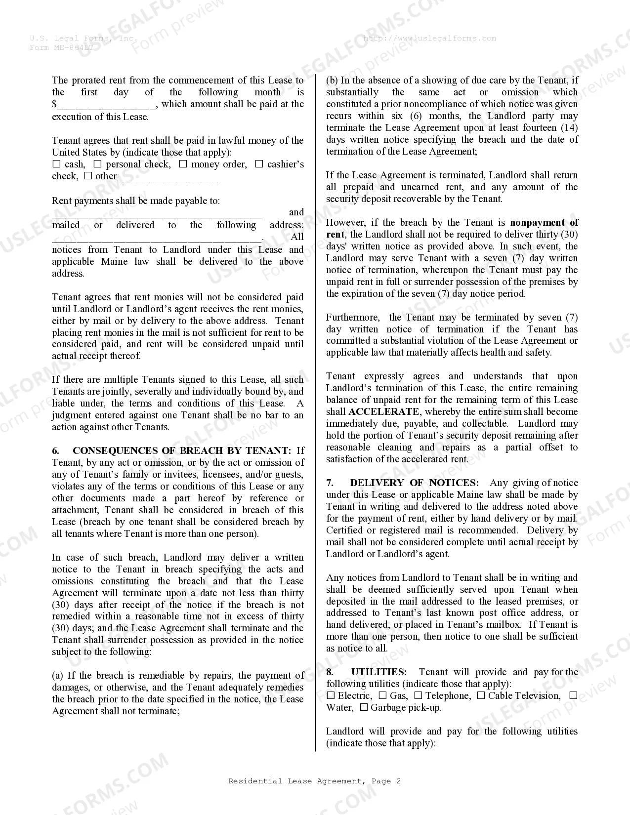 Preview Residential Rental Lease Agreement