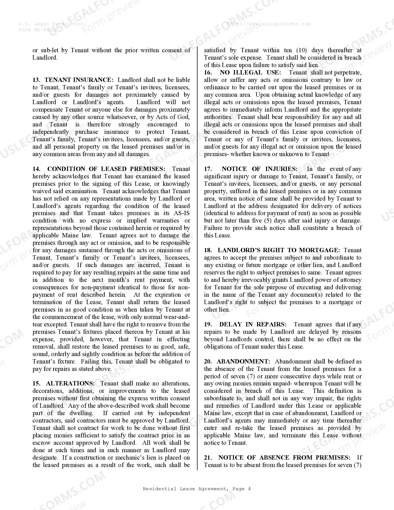 Preview Residential Rental Lease Agreement