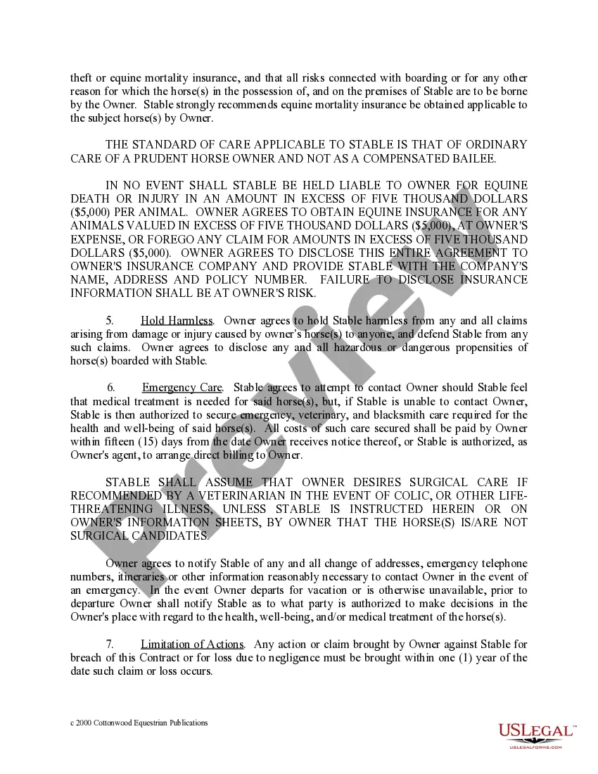 Preview Maine Horse Equine Forms Package