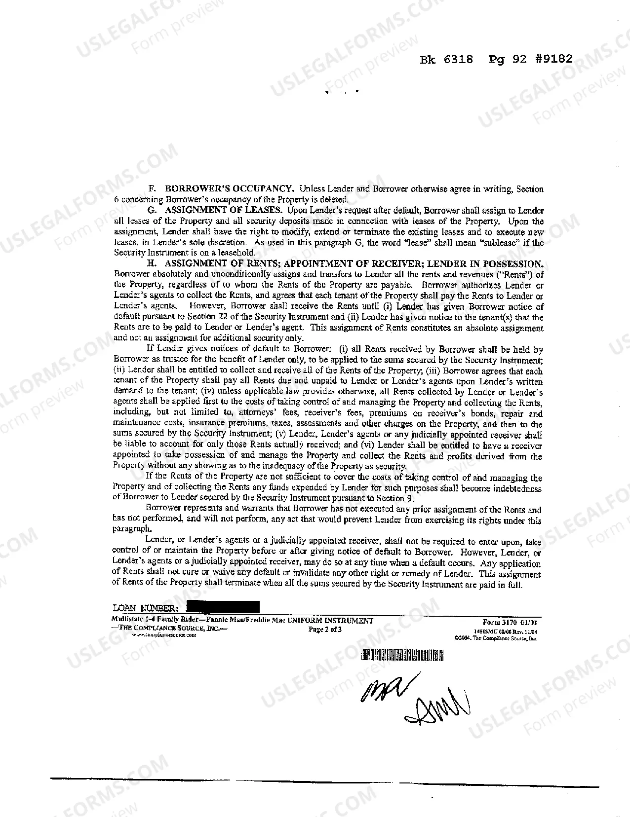 Preview Sample Assignment of Rents - Family Rider