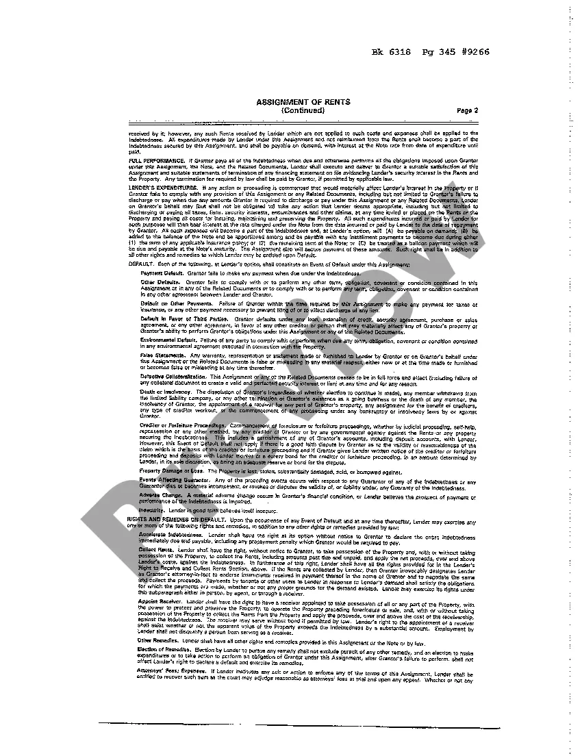 Preview Sample Assignment of Rents by a Company