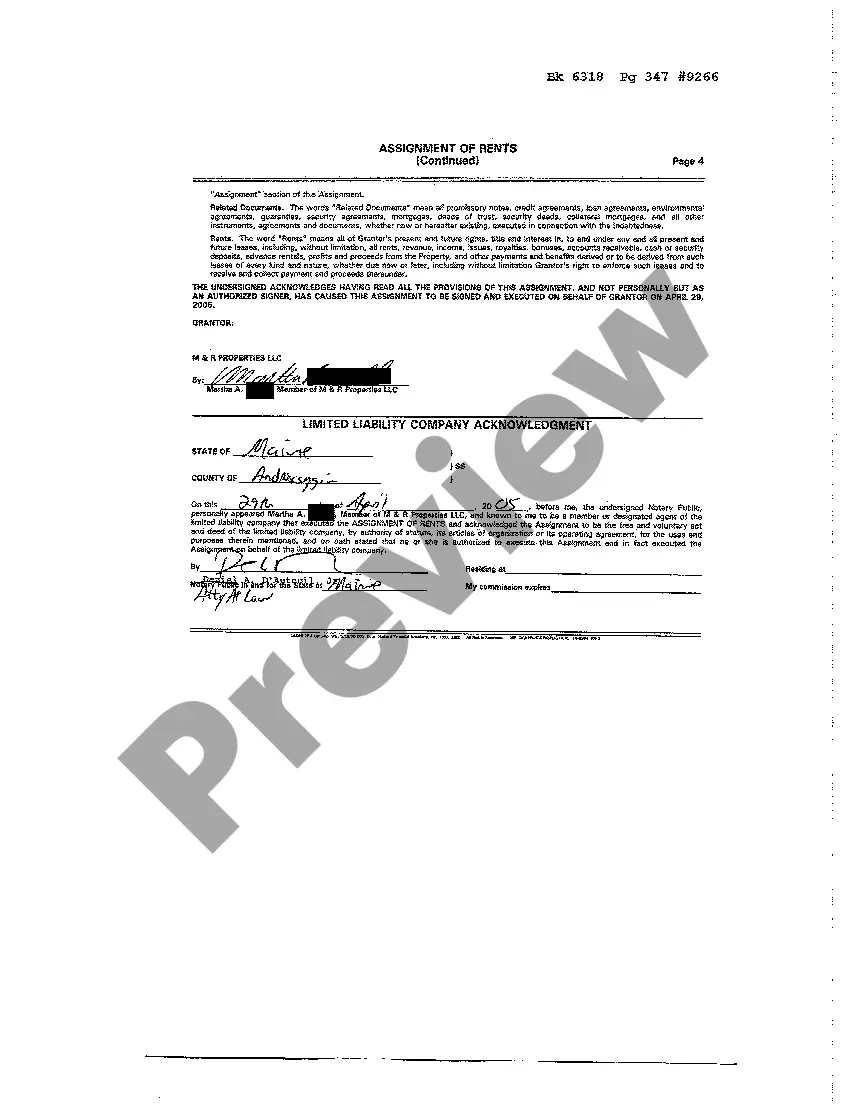 Preview Sample Assignment of Rents by a Company