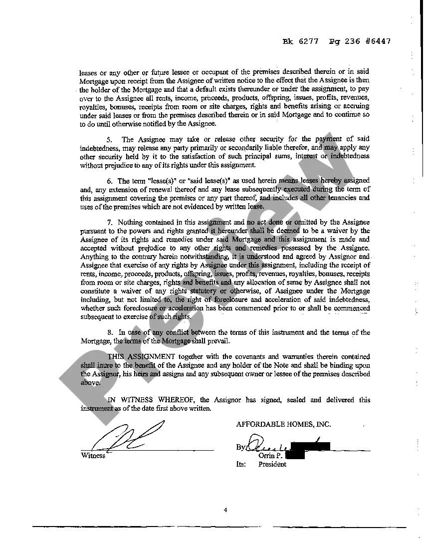 Preview Collateral Assignment of Leases and Rentals by a Corporation