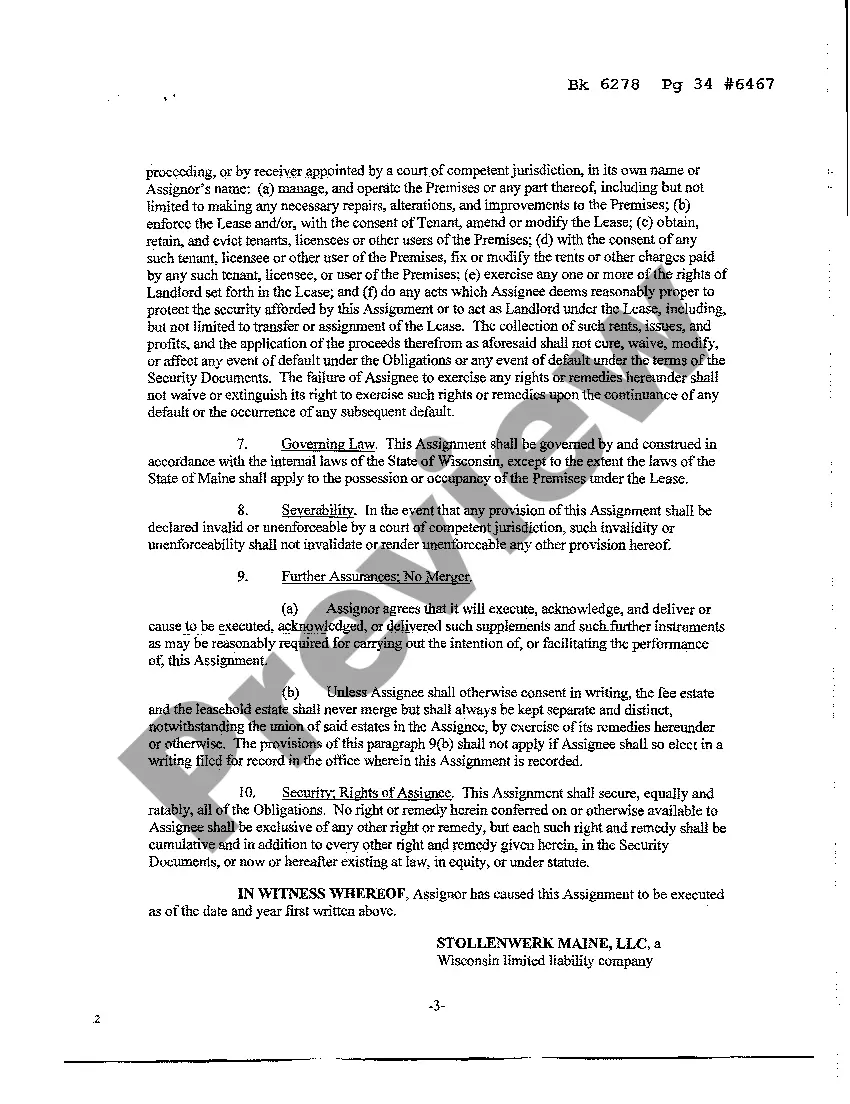 Preview Collateral Assignment of Lease