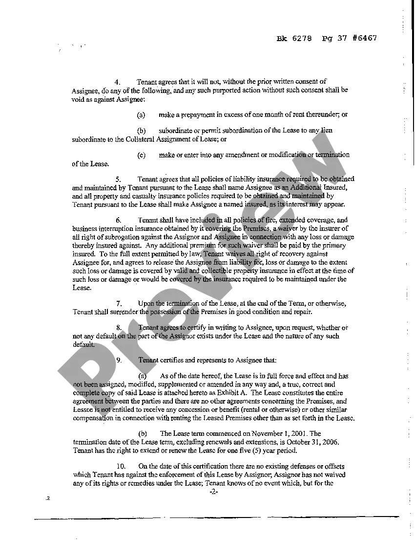 Preview Collateral Assignment of Lease