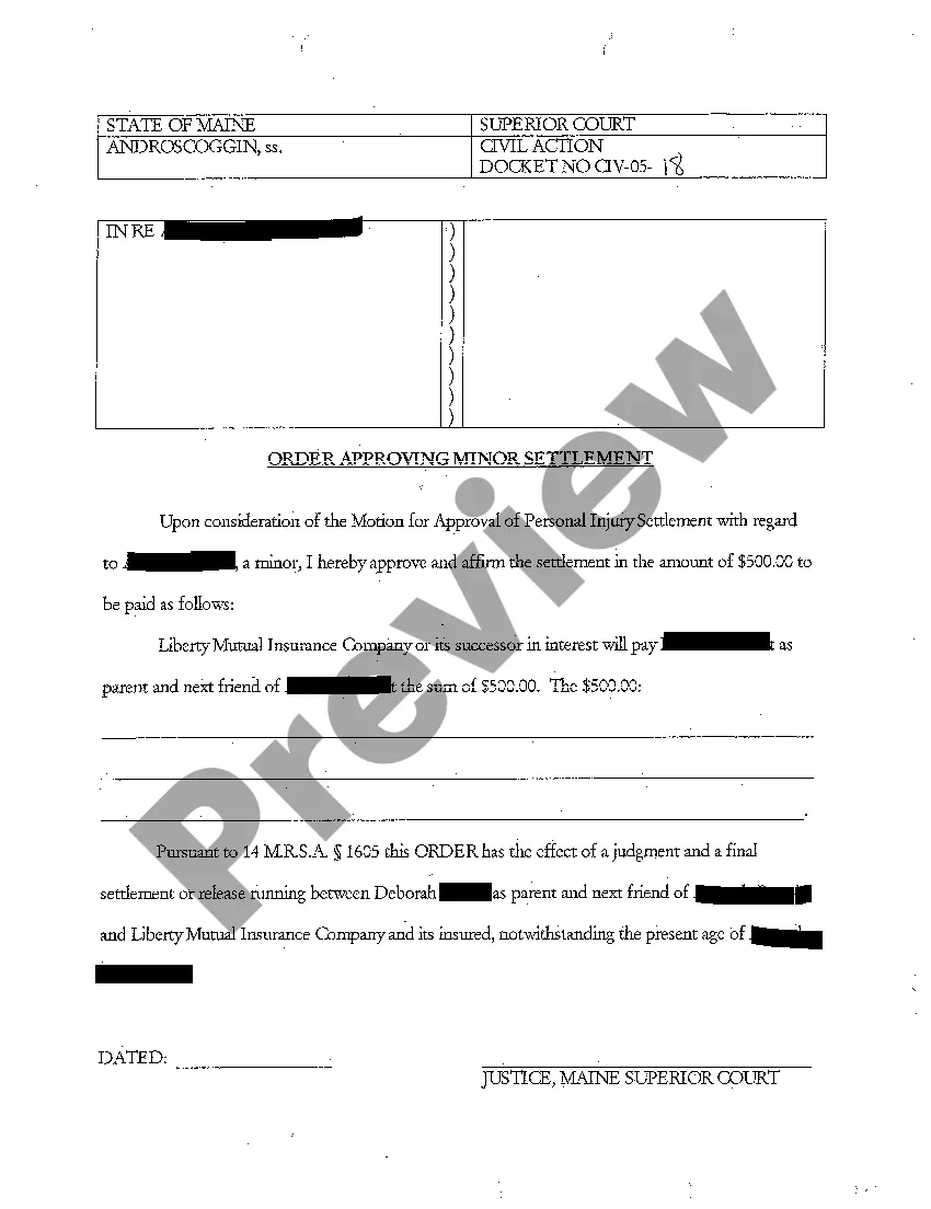 Get A06 Order Approving Minor Settlement Preview A06 Order Approving Minor Settlement
