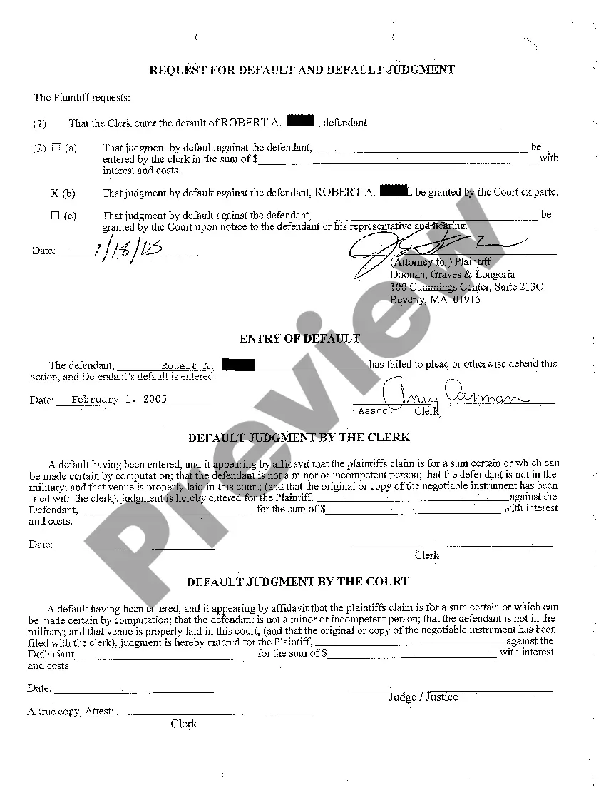 Preview A09 Affidavit and Request For Default and Default Judgment