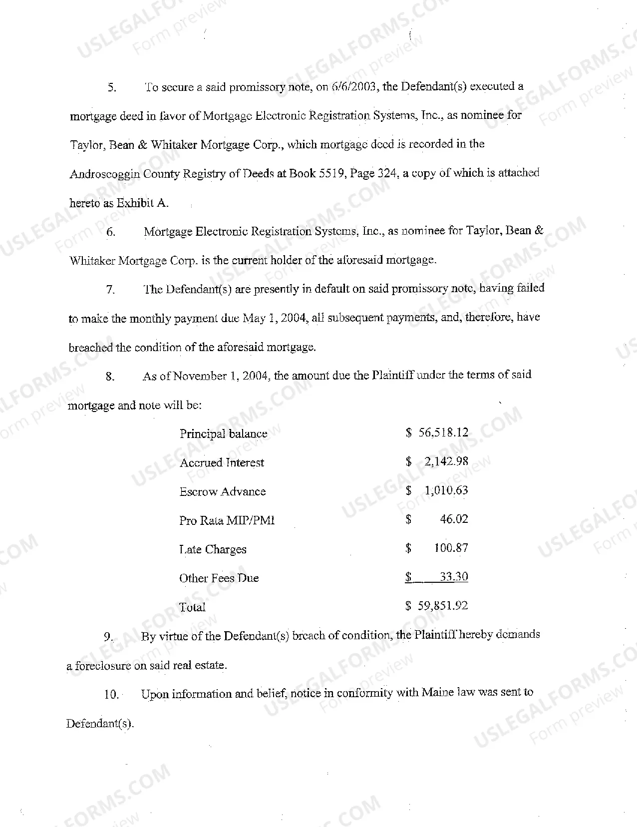 Preview A01 Complaint For Foreclosure and Sale