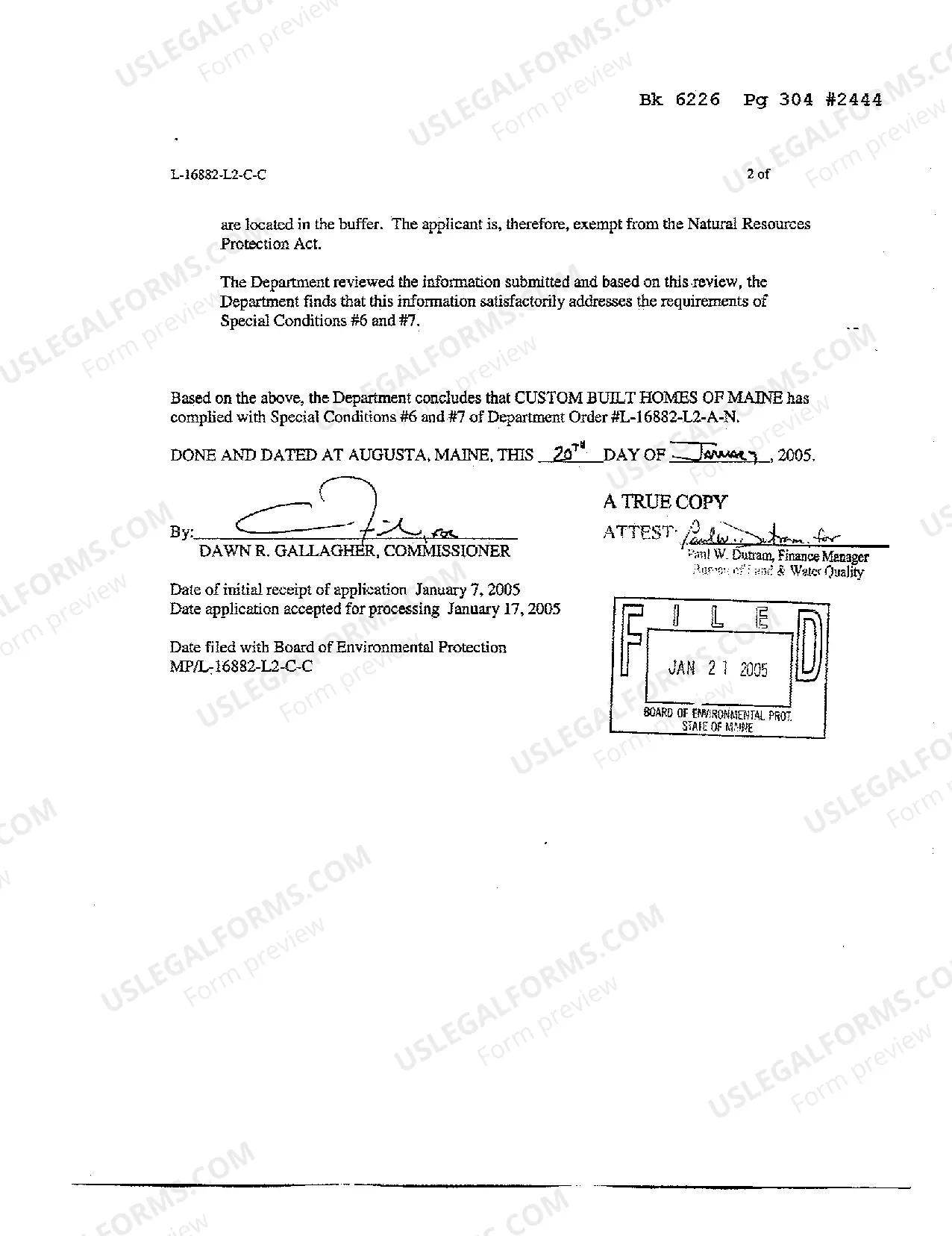 Preview Environmental Condition Compliance Findings