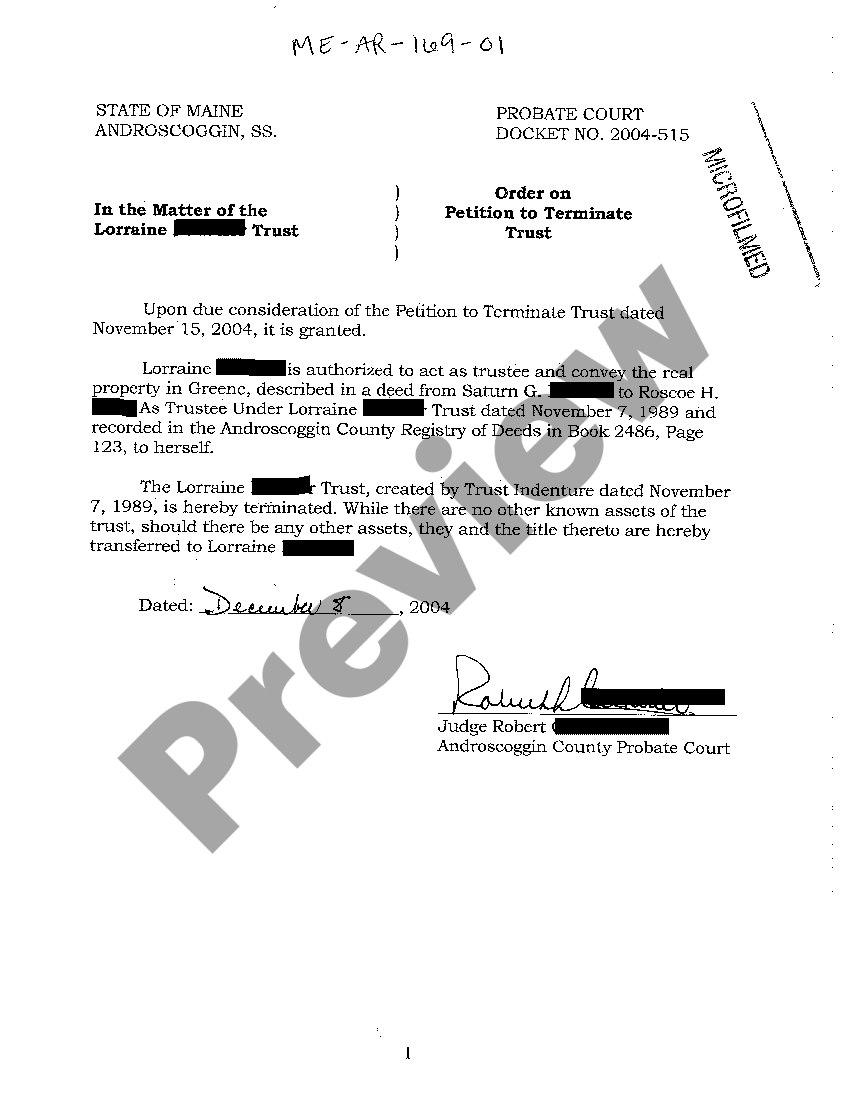 Trust Termination Sample Case For Support Examples US Legal Forms