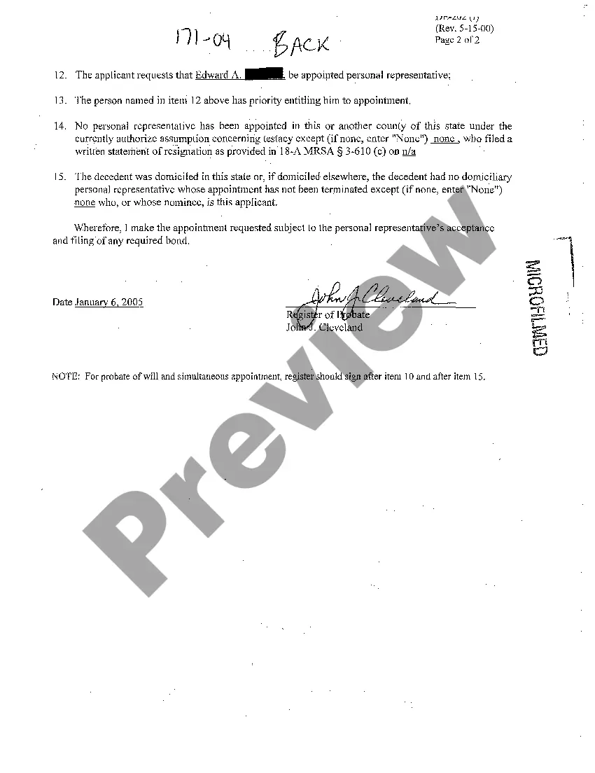 Get Informal Probate or Informal Appointment of Personal Representative Under a Will Preview Informal Probate or Informal Appointment of Personal Representative Under a Will