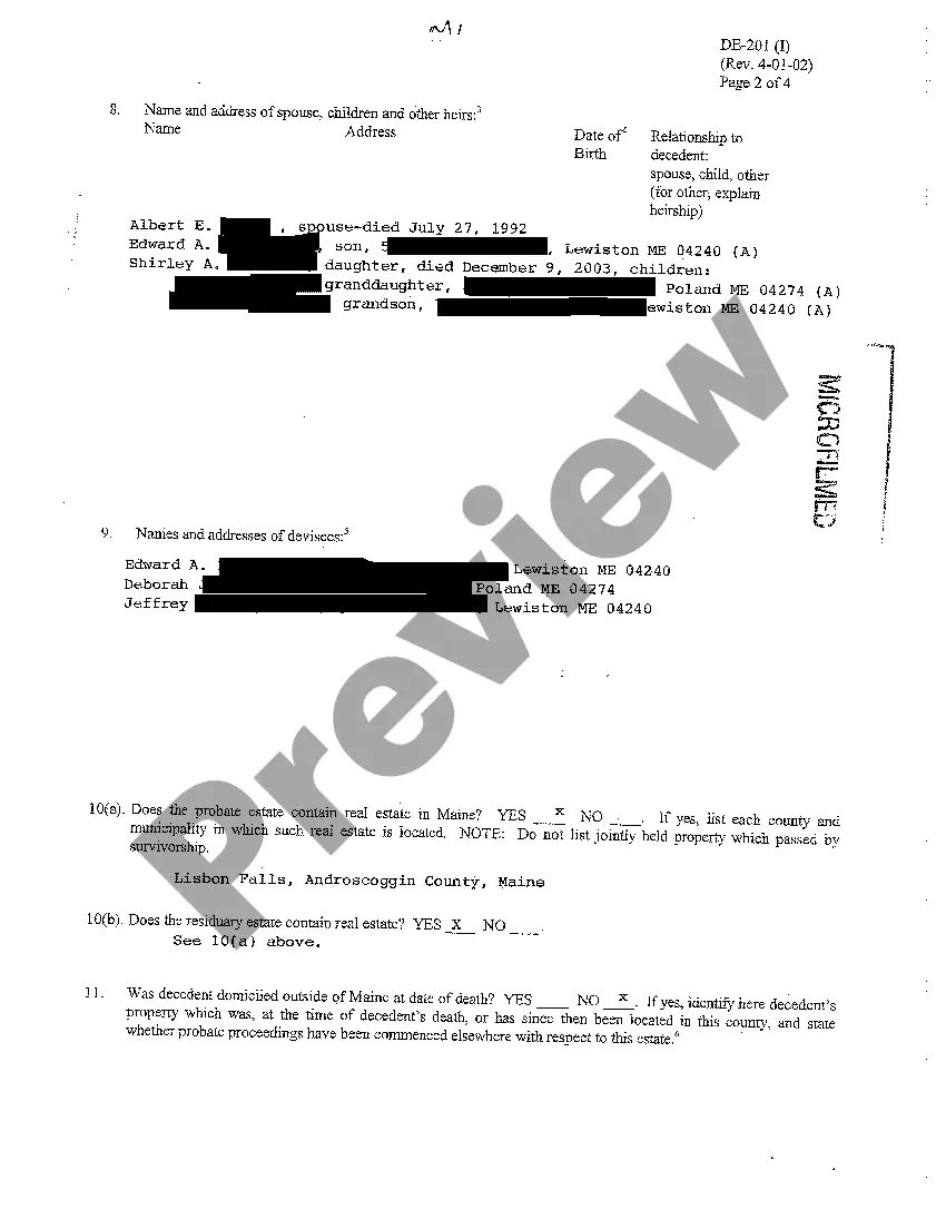 Preview Application for Informal Probate and Appointment of Personal Representative