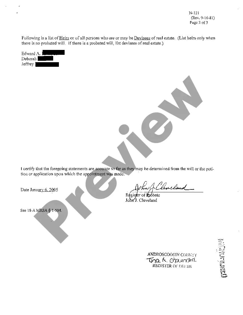 Preview Acceptance of Appointment of Personal Representative