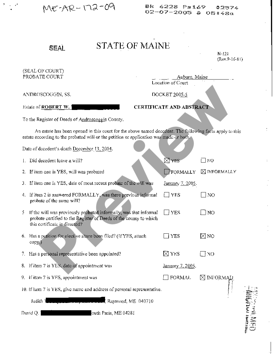 Maine Personal Representative Form For Estate US Legal Forms