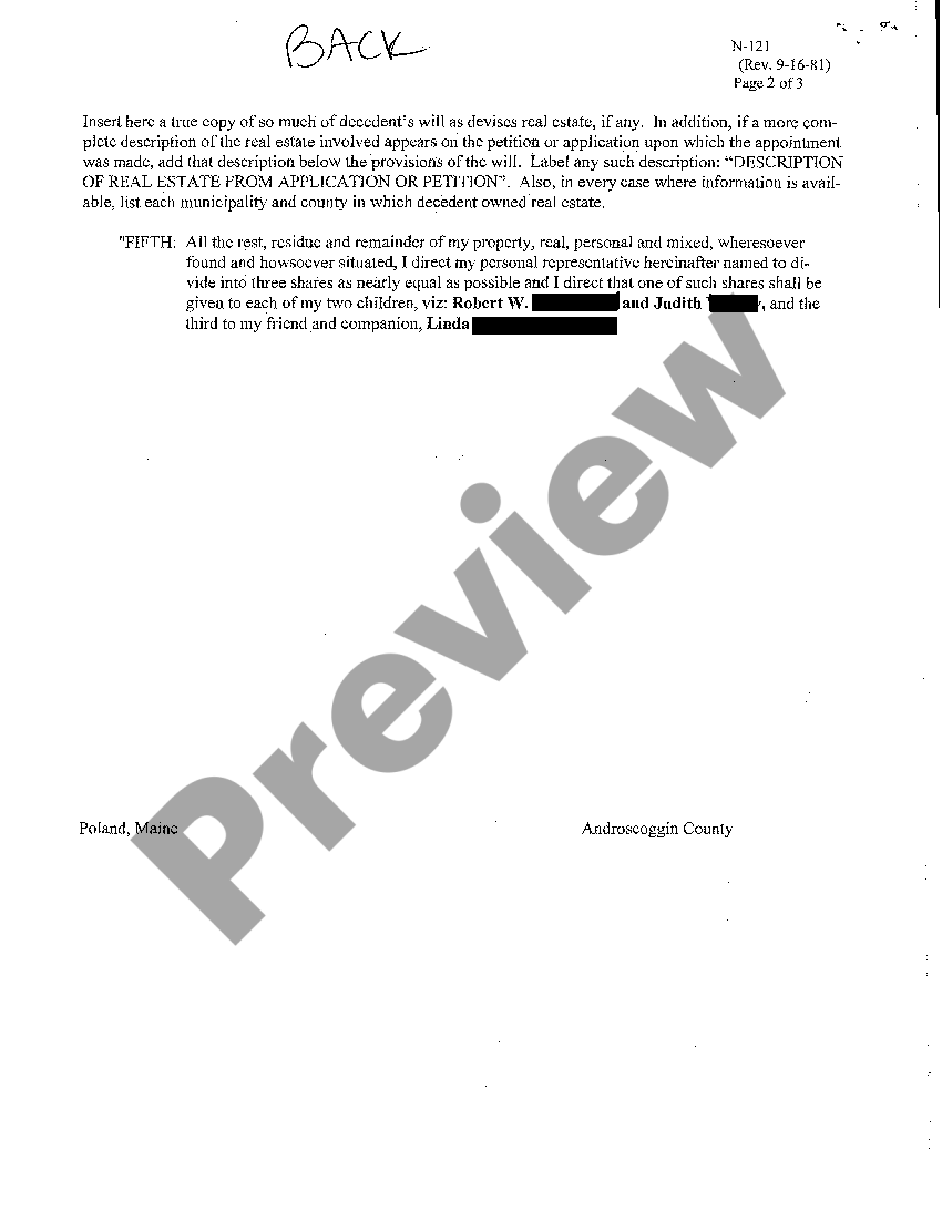 Maine Personal Representative Form For Estate US Legal Forms