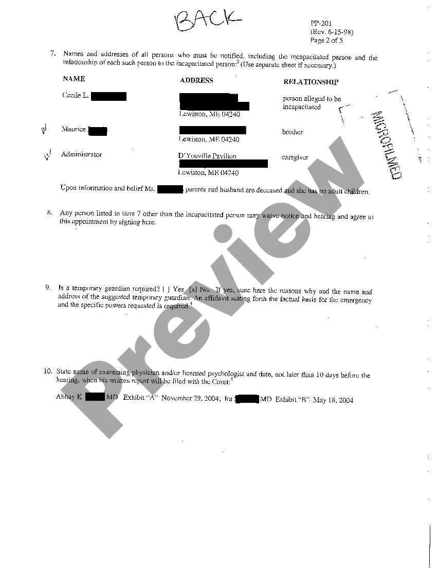 Preview A02 Petition for Appointment of Guardian for Incapacitated Person (Public)