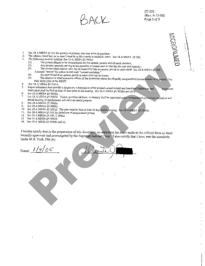 Preview A02 Petition for Appointment of Guardian for Incapacitated Person (Public)