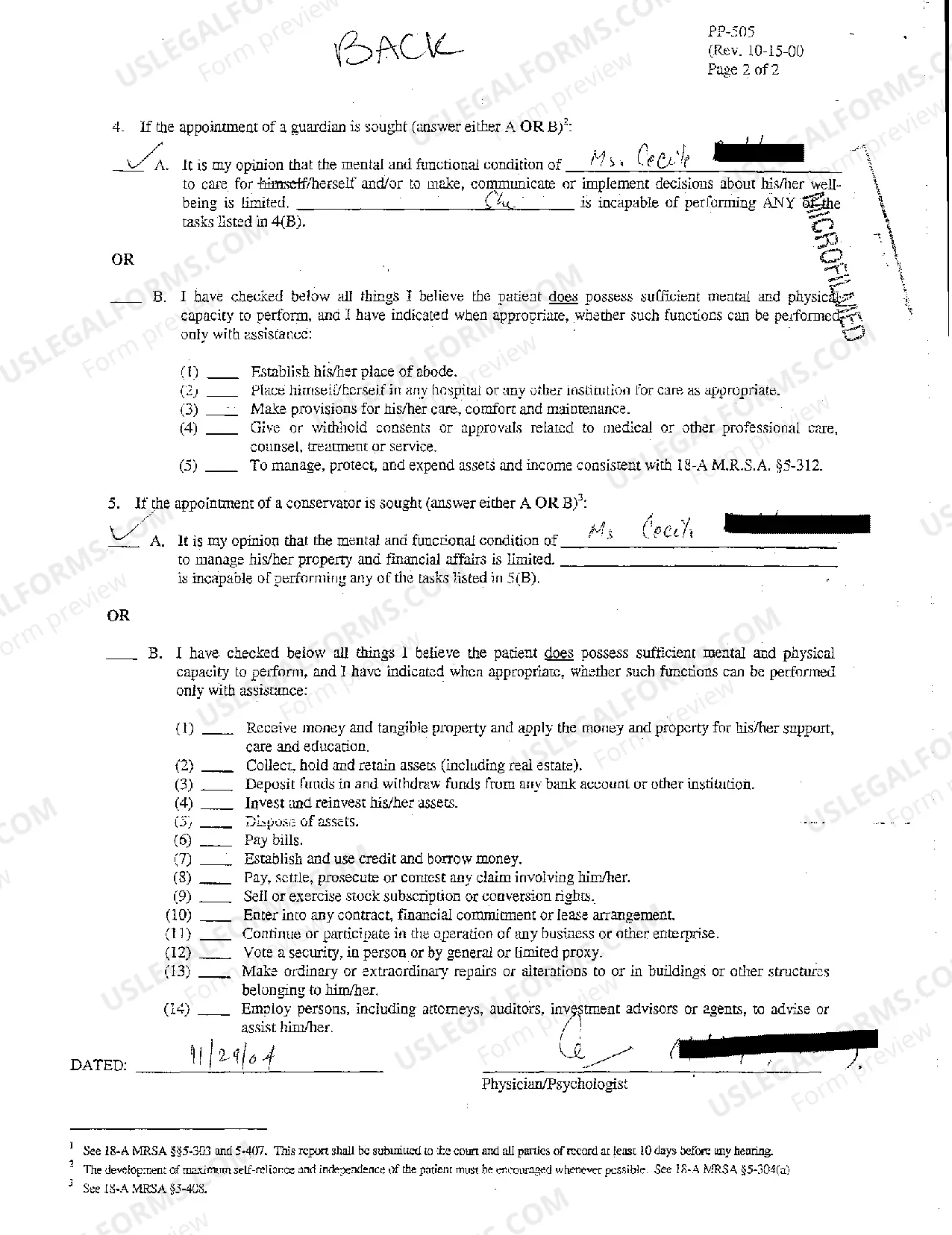 Preview A07 Physician's Report - Guardianship and / or Conservatorship Proceeding