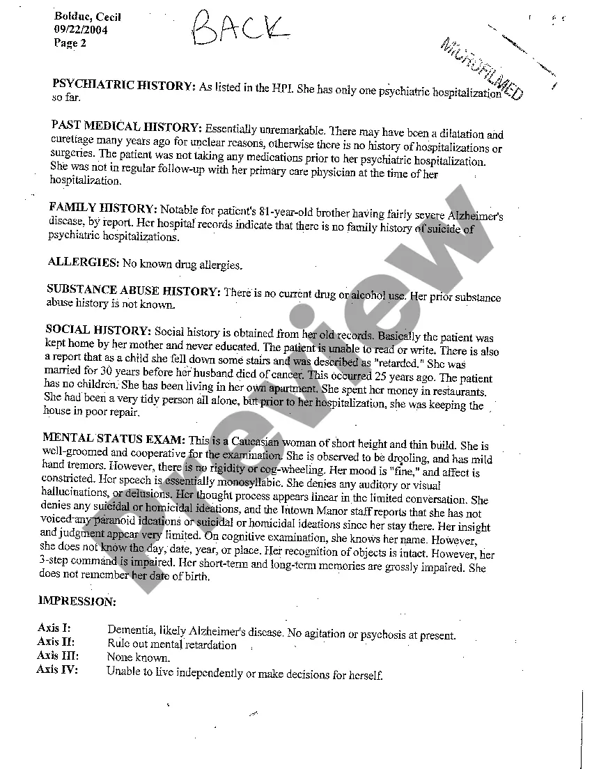 Preview A09 Initial Psychiatric Evaluation